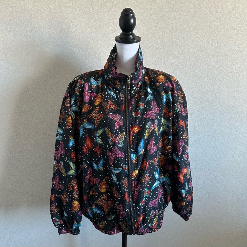 EVR vintage women’s butterfly windbreaker jacket - Picture 2 of 13